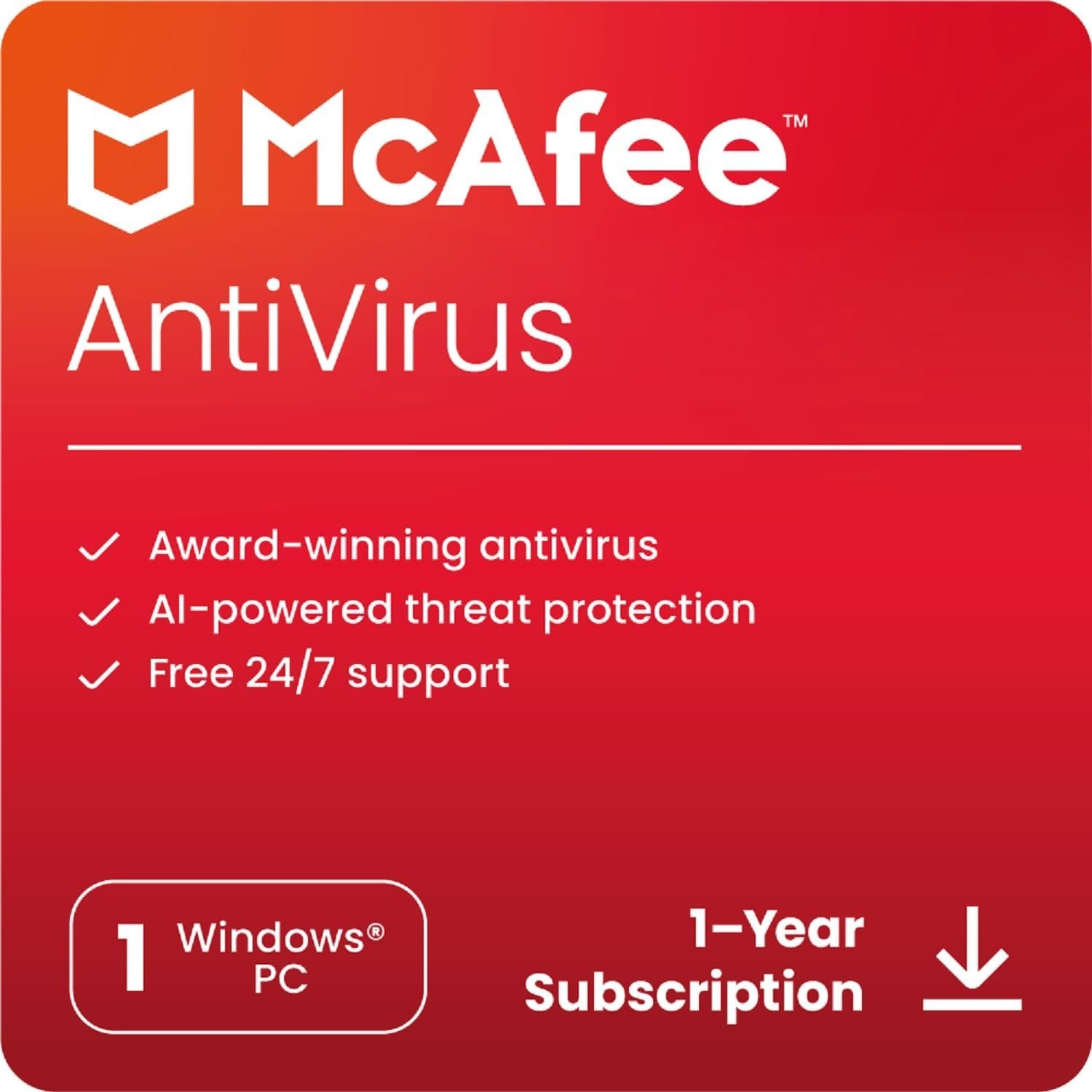 McAfee AntiVirus Protection 2024 1 PC (Windows) 