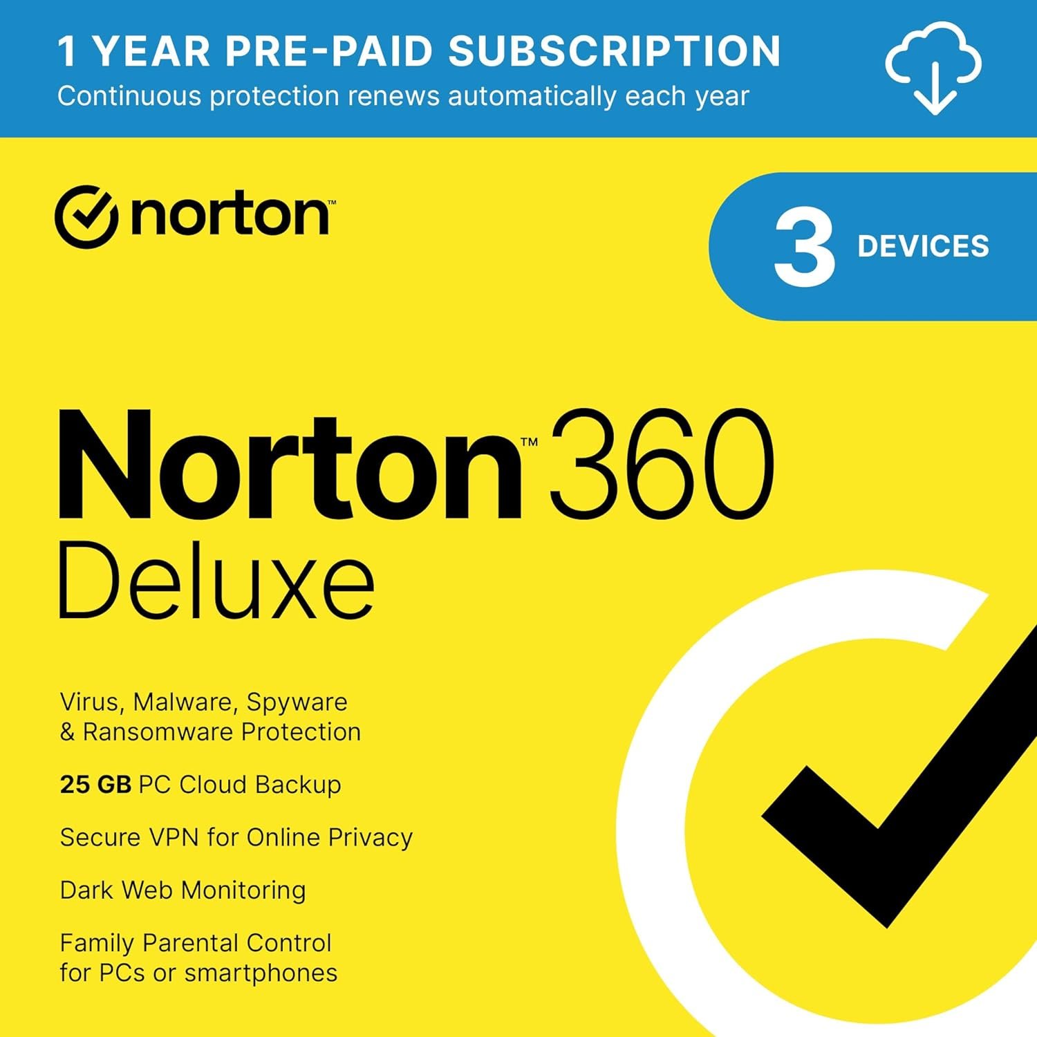 Norton 360 Deluxe 2024 for 3 Devices with Auto Renewal 