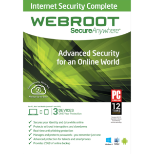 Webroot SecureAnywhere Internet Security Complete - 1-Year / 3-Device